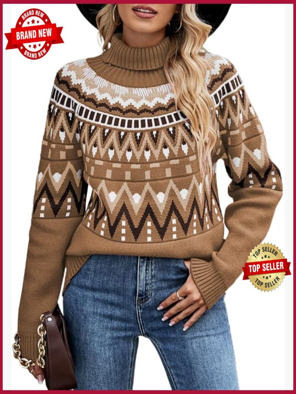 Women's Casual Leopard Print Knitted Pullover Sweater Long Sleeve Crew Neck